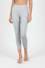 Silver Shimmer Ankle-Length Leggings for Women, Stretchy 80% Polyester 20% Spandex, Smooth Finish