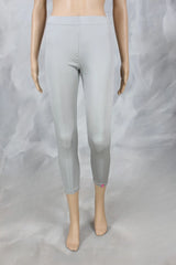 Silver Shimmer Ankle-Length Leggings for Women, Stretchy 80% Polyester 20% Spandex, Smooth Finish - Silver