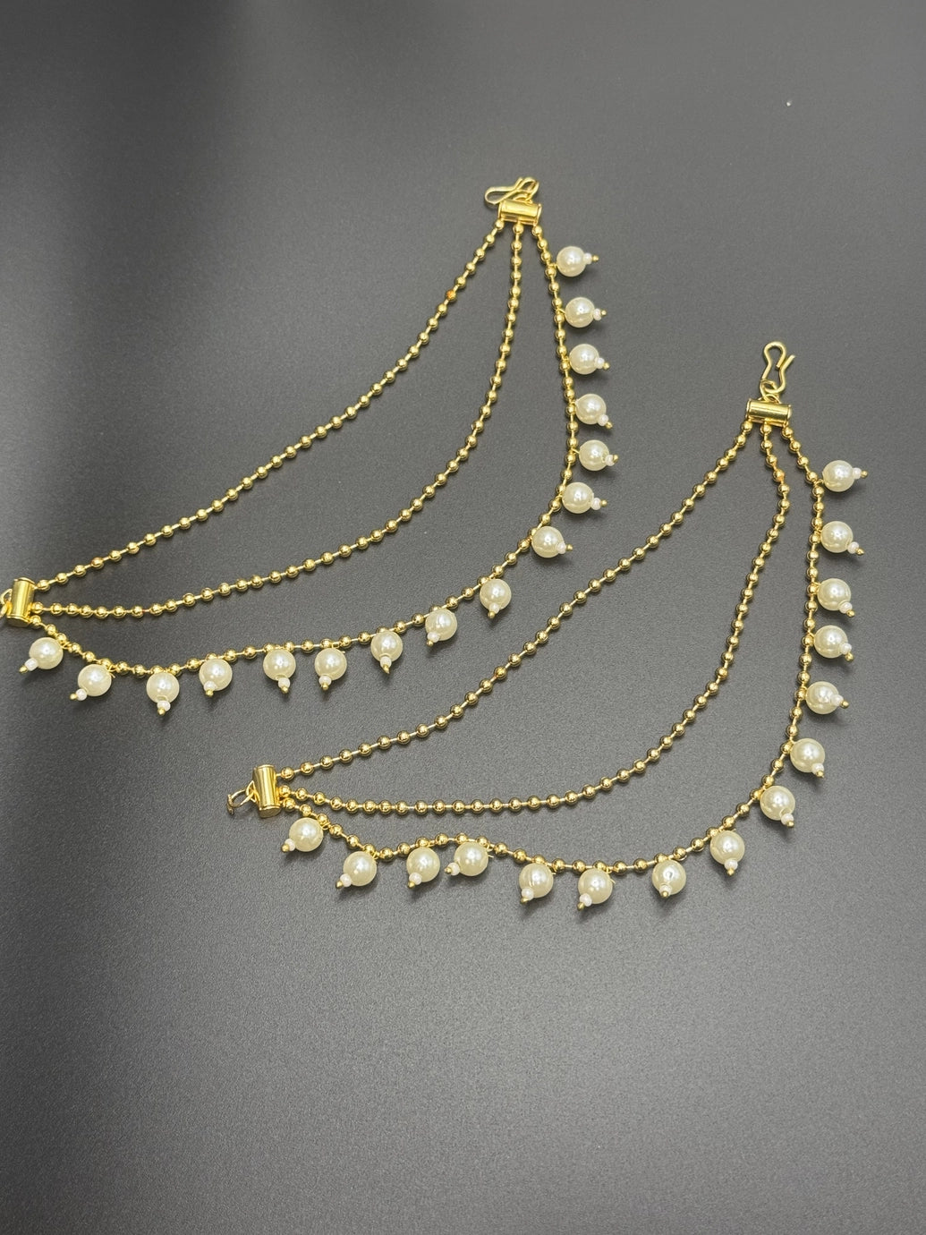 Gold-Tone Pearl Ear Chain (Maatal) for Women – 5.5 inch Jewelry JCS Fashions Gold 5.5 inch