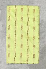 Pista Green Korvai Soft Silk Saree with Delicate Gold Zari Buttas and Floral Border with Blouse - Pista Green