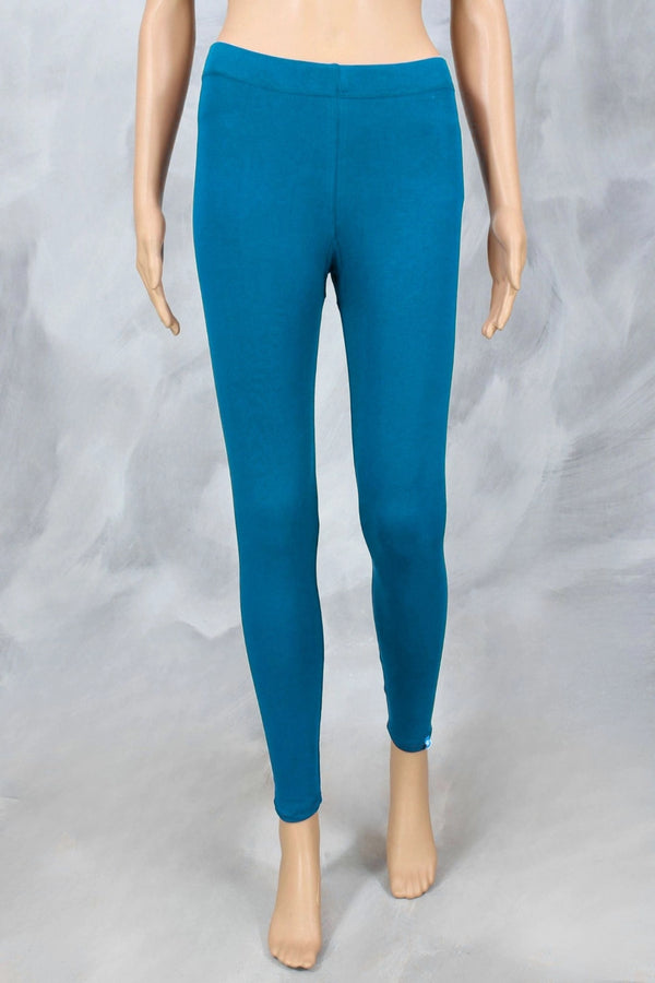Petrol Blue Ankle Length 4-Way Lycra Leggings for Women, Smooth Silicon Wash Finish - Petrol Blue