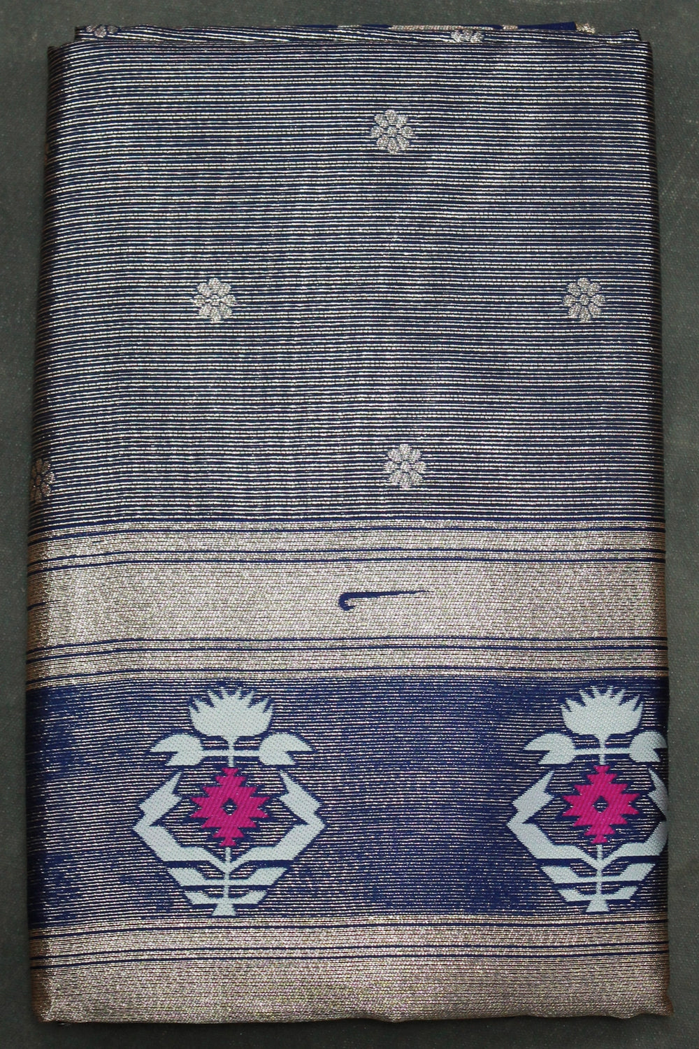 Paithani Tissue Fabric Saree, Full body weaving zari work, saree comes with blouse - Navy Blue