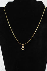Gold-Tone Textured Chain Necklace with Heart Pendant for Women | Neck Set Jewellery - Gold
