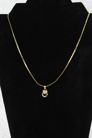 Gold-Tone Textured Chain Necklace with Heart Pendant for Women | Neck Set Jewellery