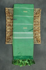 Banana Pith (Vaazhai Naar) Saree with Traditional Zari Butta Border – Violet & Green - Violet & Green