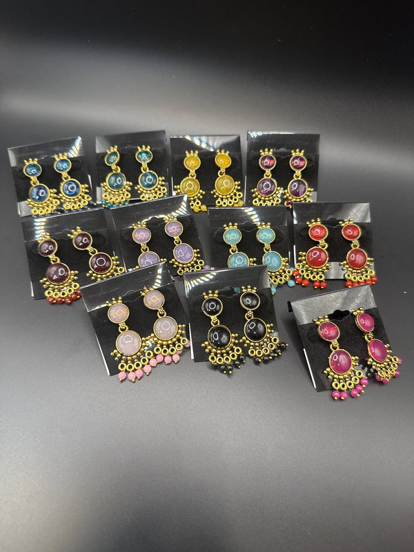 Gold-Tone Multicolor Beaded Ethnic Jhumka Dangler Earrings Jewelry JCS Fashions