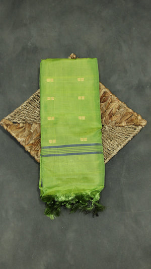 Green Vaazhai Naar (Banana Pith) Saree with Small