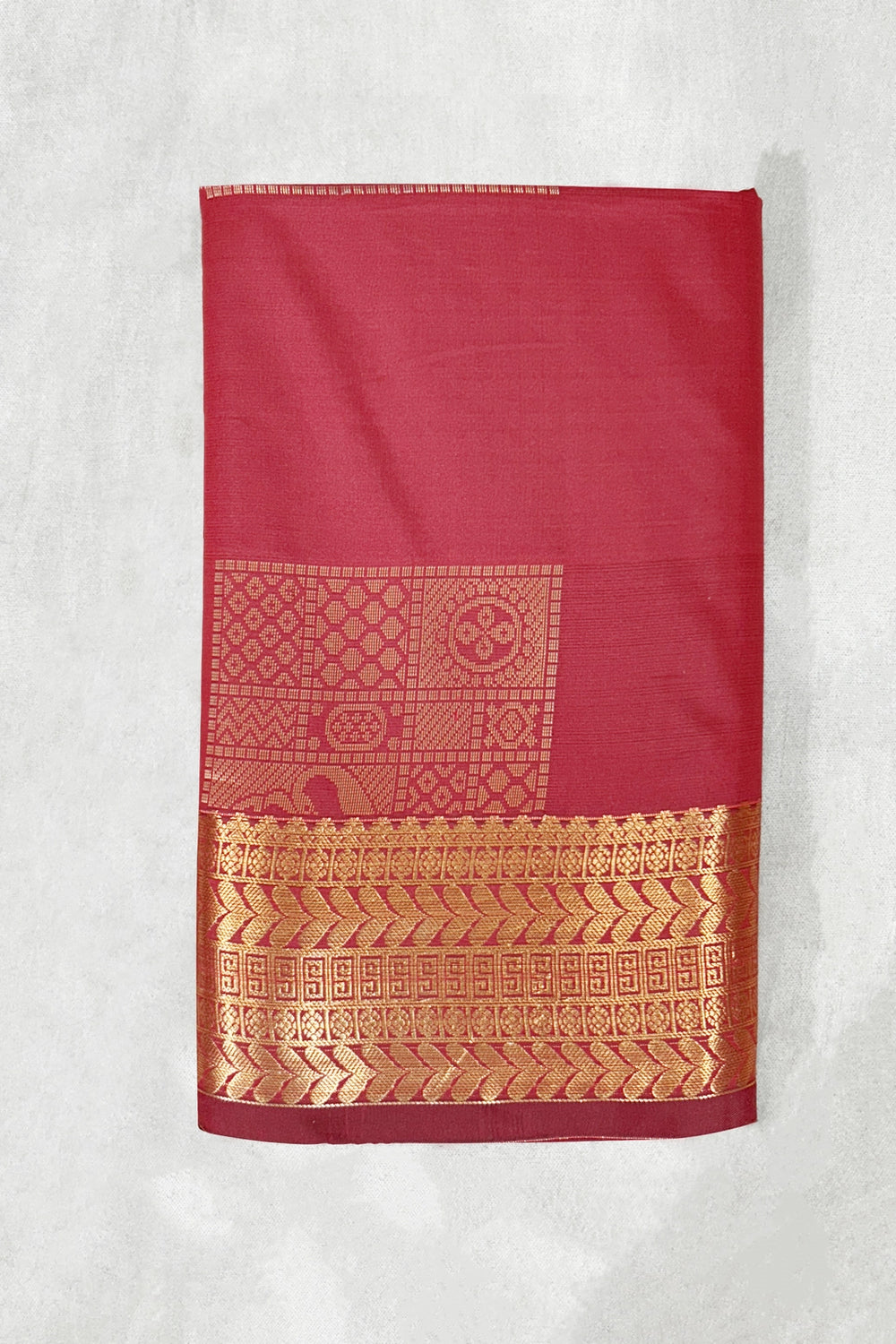 Maroon Korvai Soft Silk Saree with Delicate Gold Zari Buttas and Floral Border, Includes Blouse Piece - Maroon