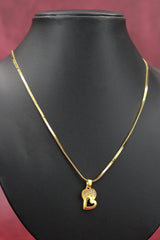 Gold-Tone Textured Chain Necklace with Double Heart Pendant for Women, Pendant Necklace - Gold