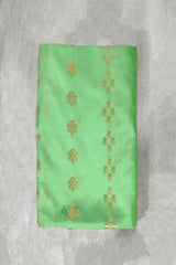 Green Korvai Soft Silk Border Saree with Delicate Gold Zari Buttas and Traditional Floral Border - Green