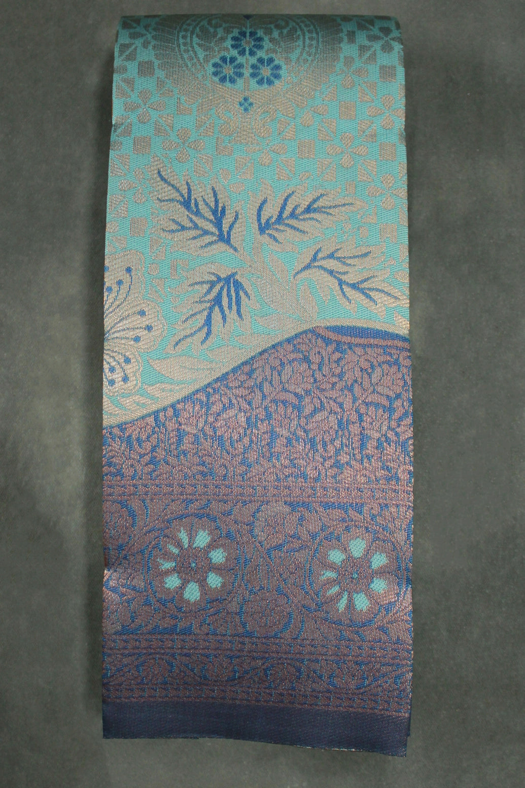 Kubera Pattu Saree Pastel Blue & Navy Blue Semi Silk with Design Border and Blouse - Pastel Blue & Navy Blue