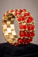 Red, Pista Green & Light Pink Gold-Plated Beaded Bangles for Women - Traditional Ethnic Wear
