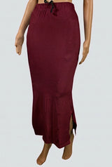 Maroon Lycra Shapeware Petticoat with Side Cut for Saree Blouse Support - Maroon