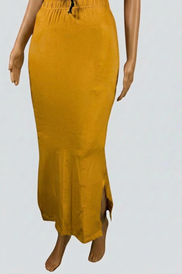 Mustard Yellow 4-Way Lycra Shapewear Inskirt for Women, Waist Support, Knee Length, Stretch Fit - Mustard Yellow