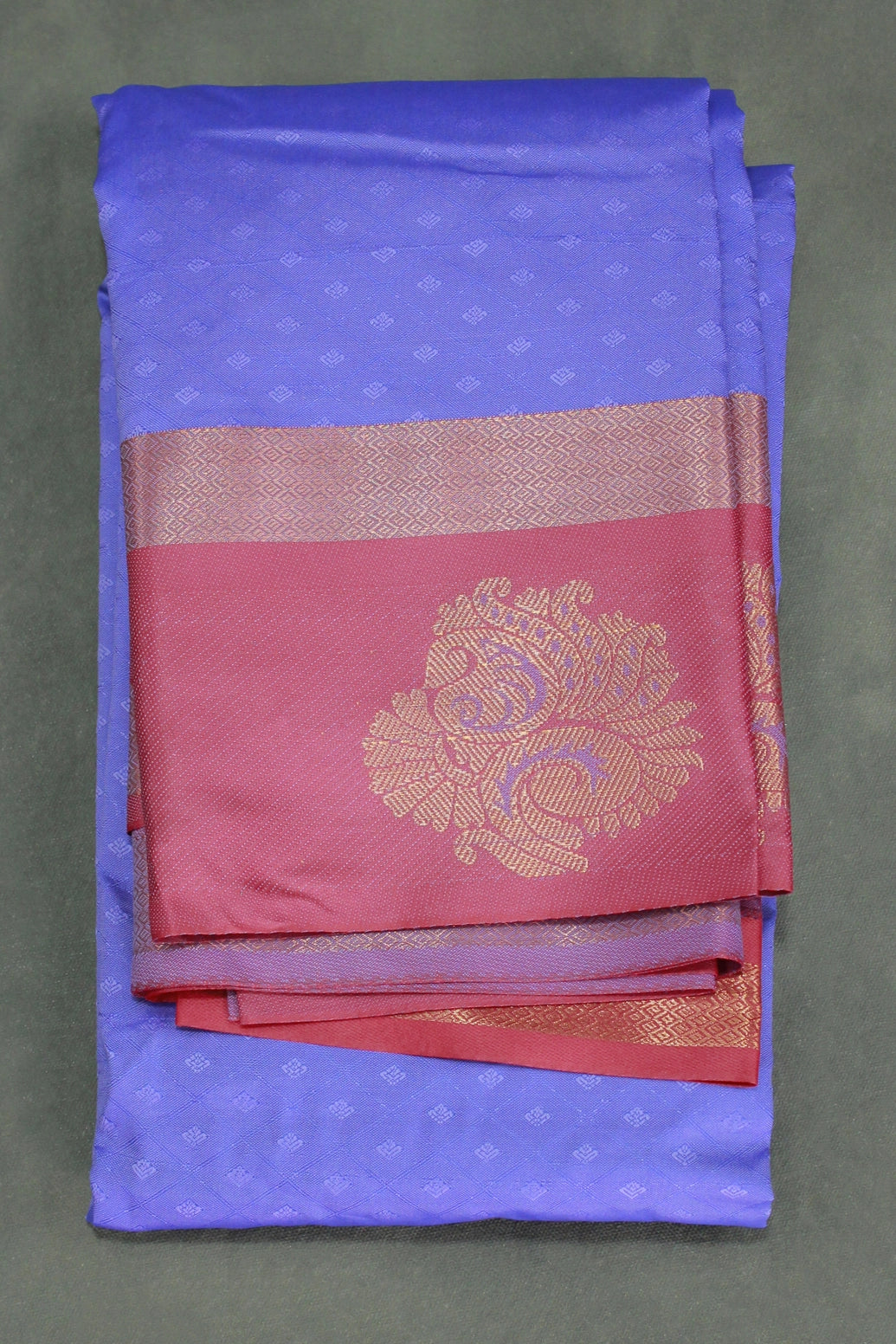 Lavender Emboss Silk Saree with Floral Design and Satin Border, Comes with Blouse - Lavender