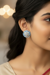 Round Sparkling Crystal Stud Earrings for Women - 0.6 inch