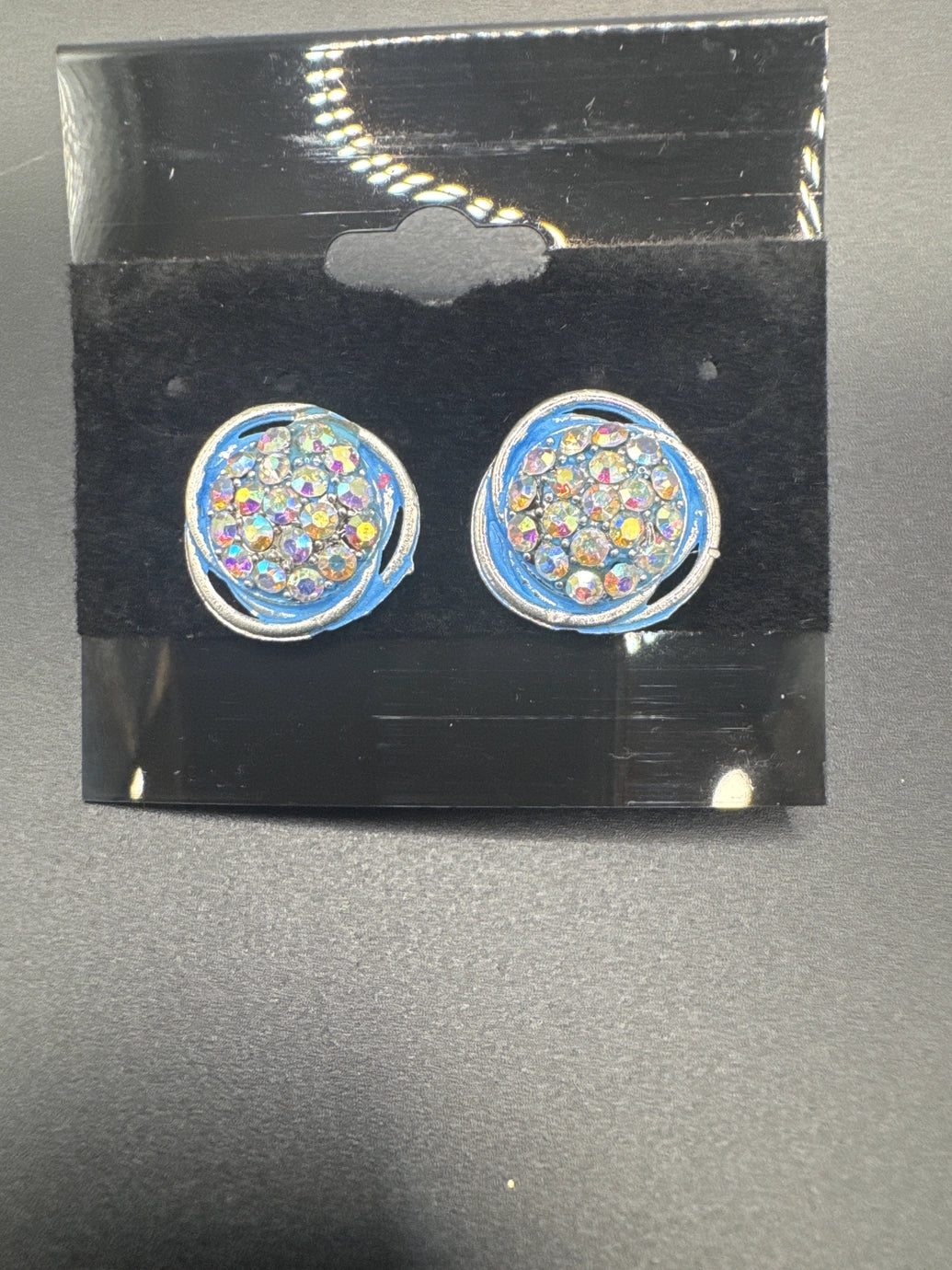 Round Sparkling Crystal Stud Earrings for Women - 0.6 inch