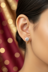 Rose Gold Oval Crystal Clip-On Stud Earrings