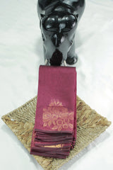 Maroon Silk Cotton Saree with Zari Border, Borderless Design and Matching Blouse - Maroon