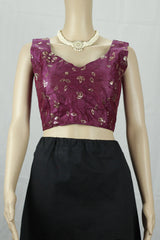 Readymade Designer Padded Blouse, Fully Stitched, Embroidery work Blouse, Sleeve less, back knot,   Upper Bust-38,  Bust-36,  Lower Bust- 34 - Wine