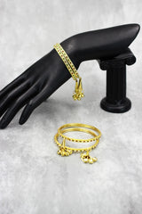 Gold-Tone Temple Bangles with Multicolour Stone Detailing for Wedding, Festival & Traditional Wear - Gold