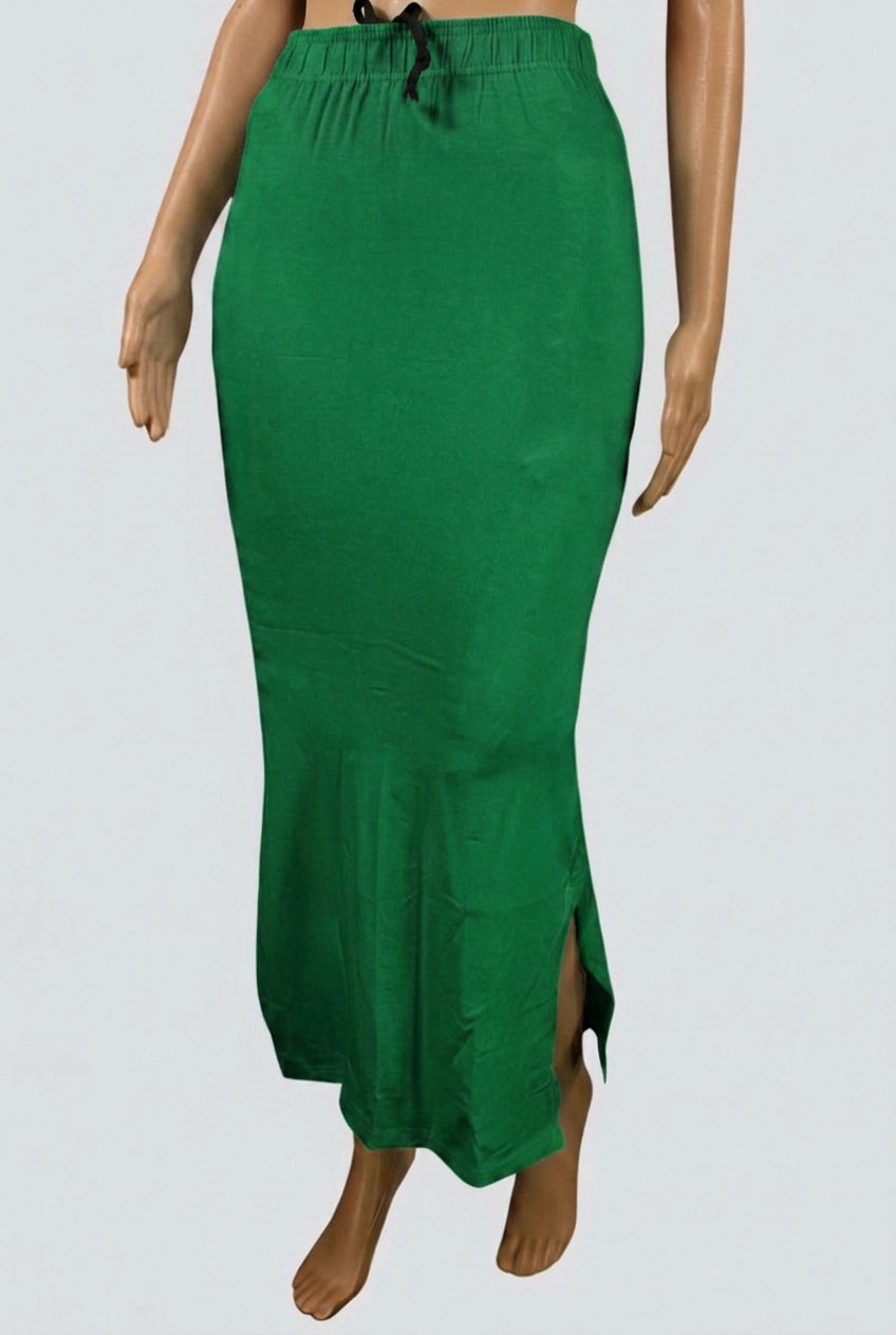 Green Lycra Shapewear Petticoat with Side Cut for Sizing Control - Green