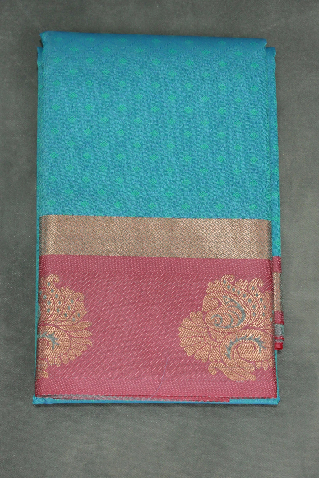 Blue Emboss Silk Saree with Floral Design Satin Border and Blouse, Semi Silk Wedding Wear - Blue