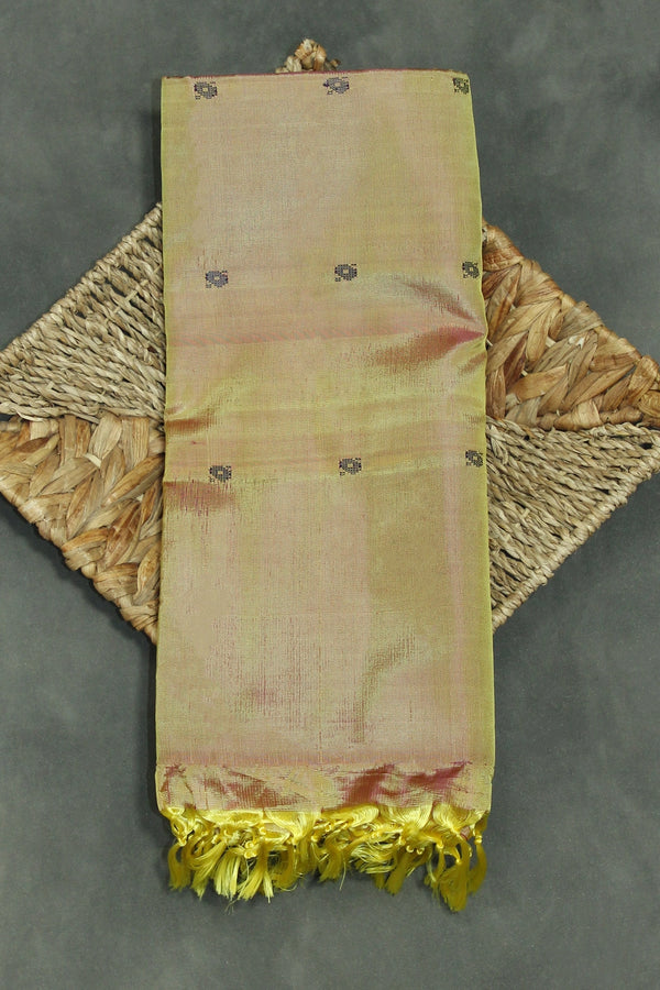 Banana Pith (Vaazhai Naar) Borderless Saree - Light Mehendi Green with Small Butta & Tassels - Light mehendi green