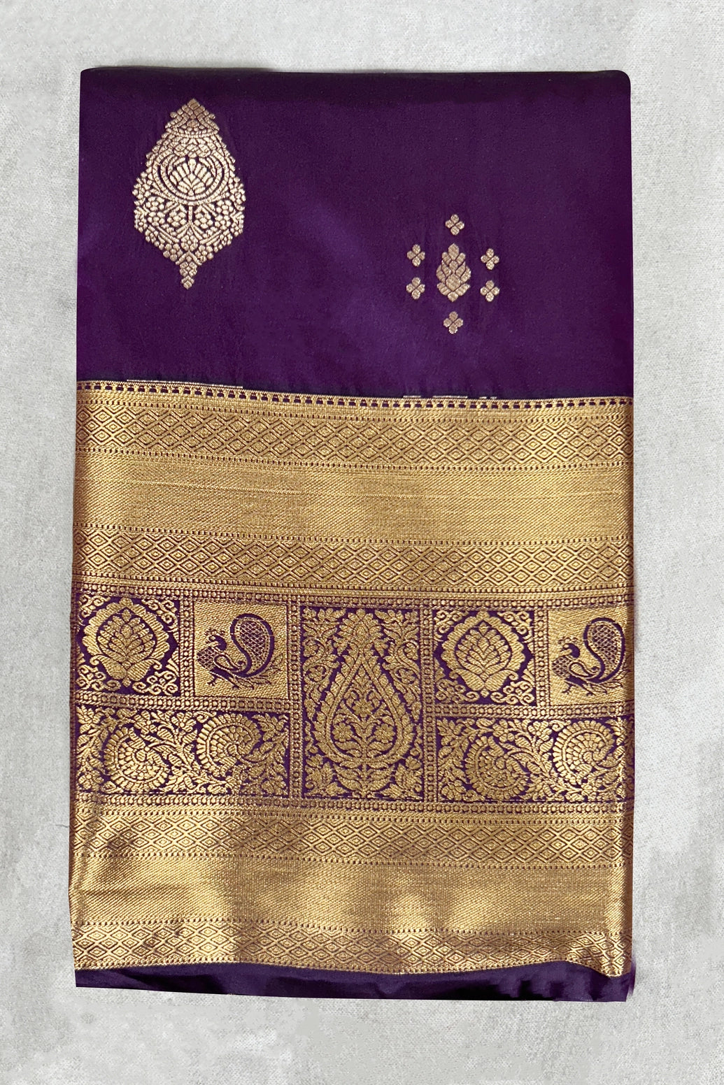 Purple Pure Silk Saree with Heavy Pallu and Traditional Border with Blouse Piece - 5.5 meters