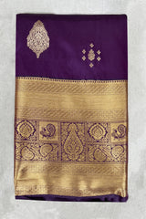 Purple Pure Silk Saree with Heavy Pallu and Traditional Border with Blouse Piece - 5.5 meters