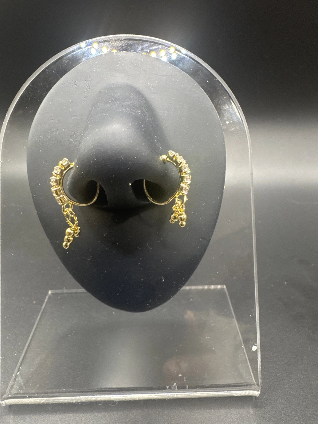 Gold-Tone Crystal Nath Nose Pin - Dual-Use Nose Ring & Clip-On Earring Jewelry JCS Fashions Gold 0.5 inch