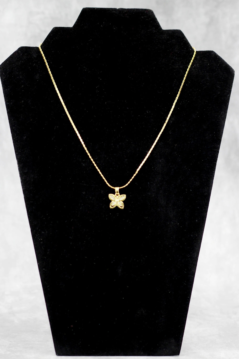 Gold-Tone Butterfly Pendant Necklace, Textured Chain Fashion Jewellery for Women - Gold