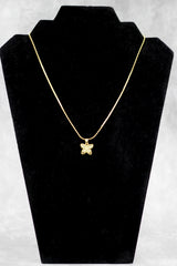 Gold-Tone Butterfly Pendant Necklace, Textured Chain Fashion Jewellery for Women - Gold