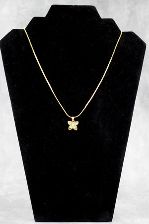 Gold-Tone Butterfly Pendant Necklace, Textured Chain Fashion Jewellery for Women