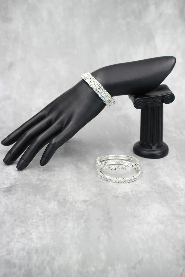 Silver-tone Crystal Bangles for Kids - Perfect for Special Occasions - Silver