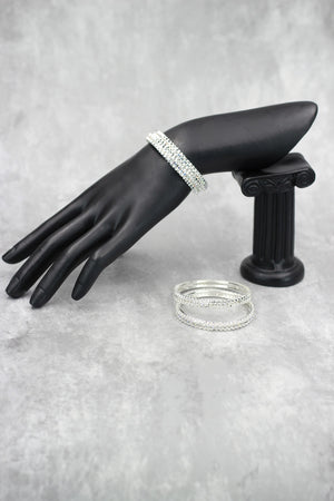 Silver-tone Crystal Bangles for Kids