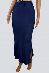 Navy Blue Shapeware Petticoat with Side Cut, Elastic Waist, Midi Length for Sarees and Ethnic Wear - Navy Blue