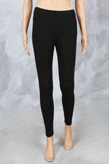 Black Ankle-Length Leggings in 4-Way Lycra with Silicon-Wash Smooth Finish - Black
