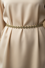 Gold-Tone Zigzag Crystal Hip Chain with Green Stones - Adjustable Waist Belt
