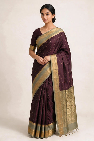 Grey Soft Silk Saree with Jacquard Border and Traditional Woven Pallu - Grey
