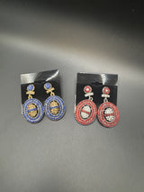 Gold-Tone Circular Stone Drop Earrings with Beads Jewelry JCS Fashions