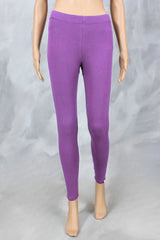 Lilac Ankle Length Ankle Leggings in 4-Way Lycra, Smooth Finish Silicon Wash - Lilac