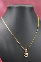 Gold-Tone Textured Chain Necklace with Pendant Charm for Women (Fashion Jewellery) - Gold