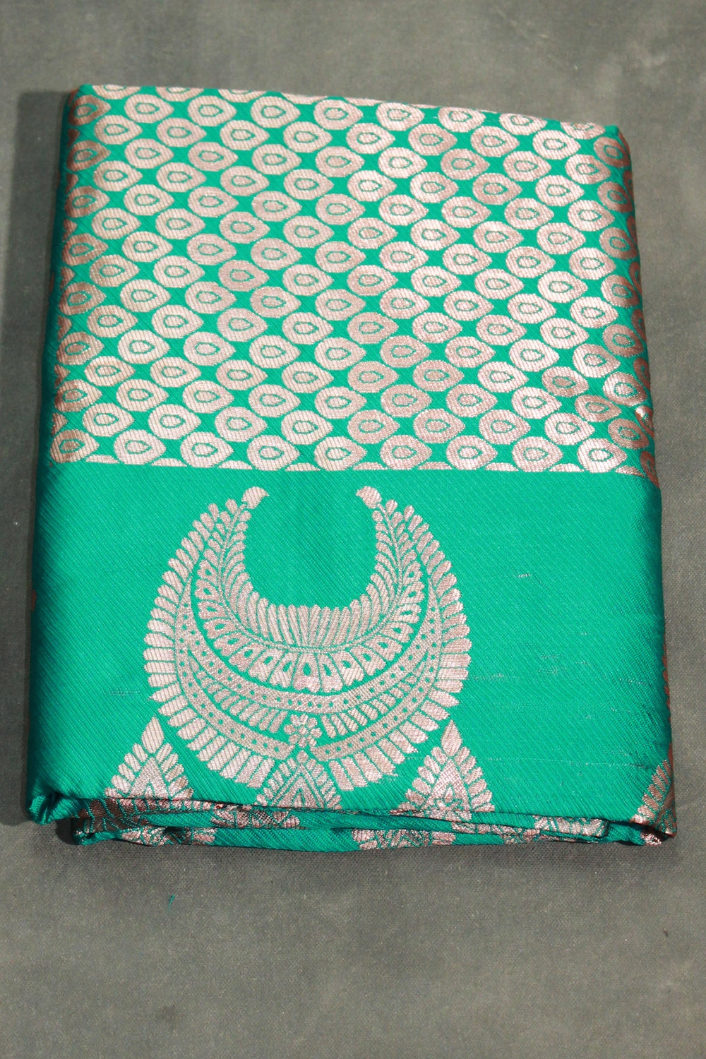 Green Coconut Silk Saree with Jhumka Design Pallu & Border, Comes with Blouse - Green