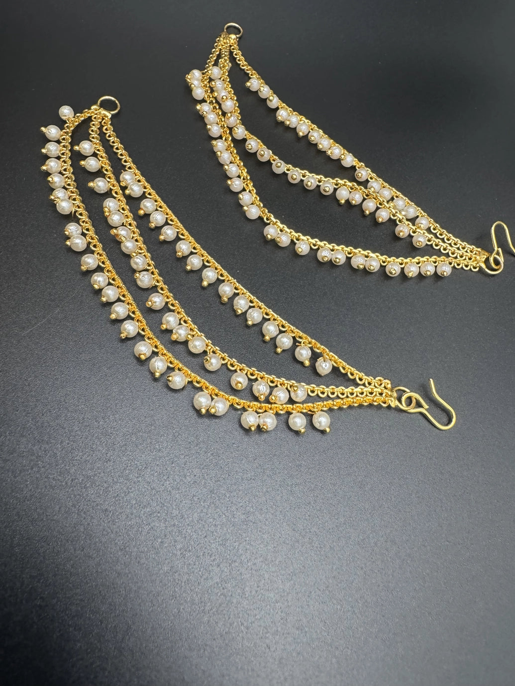 Gold-Tone 3-Layer Pearl Maatal - 4 inch Jewelry JCS Fashions White 4 inch