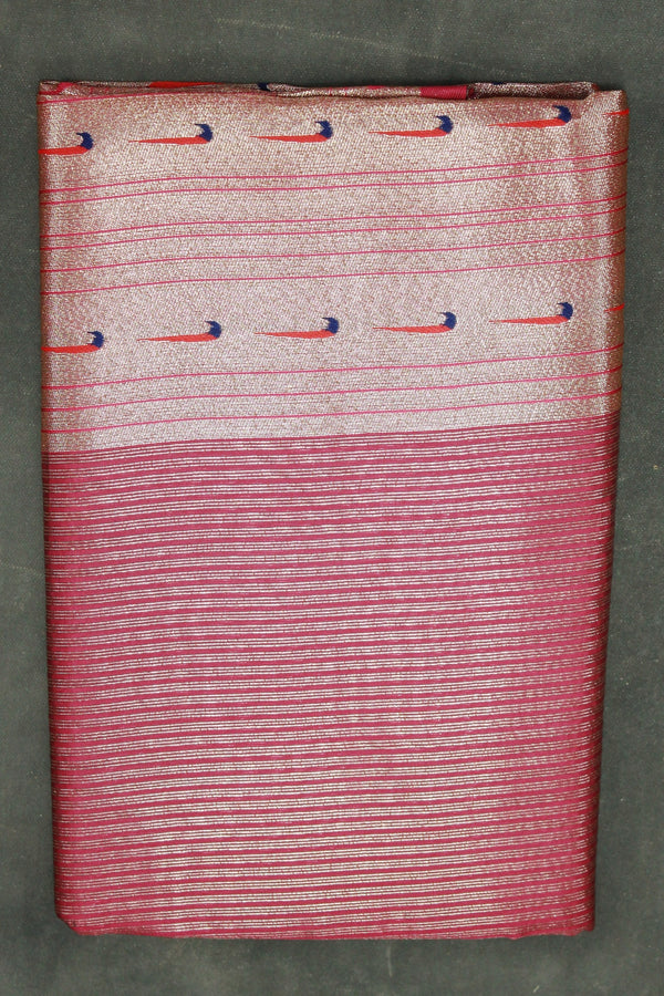 Paithani Tissue Fabric Saree in Pink with Zari Weaving Work and Blouse Piece - Pink