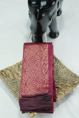 Maroon Silk Cotton Saree with Zari Border, Borderless Design, Comes with Blouse - Maroon