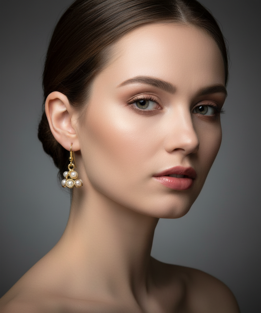Gold-Tone Teardrop Pearl Jhumka Earrings – Traditional
