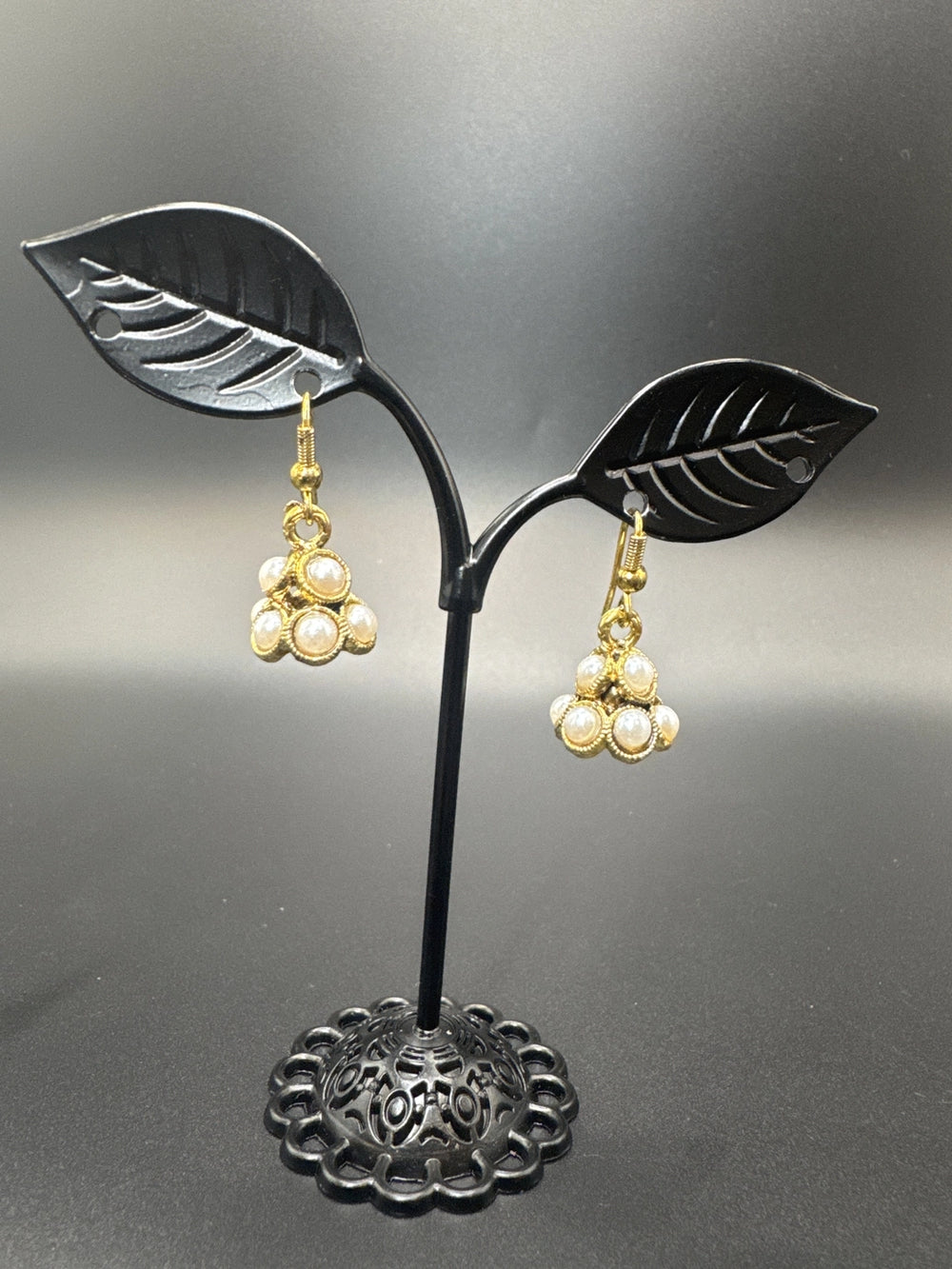 Gold-Tone Teardrop Pearl Jhumka Earrings – Traditional Indian Dangle Jewelry JCS Fashions Gold 1 inch