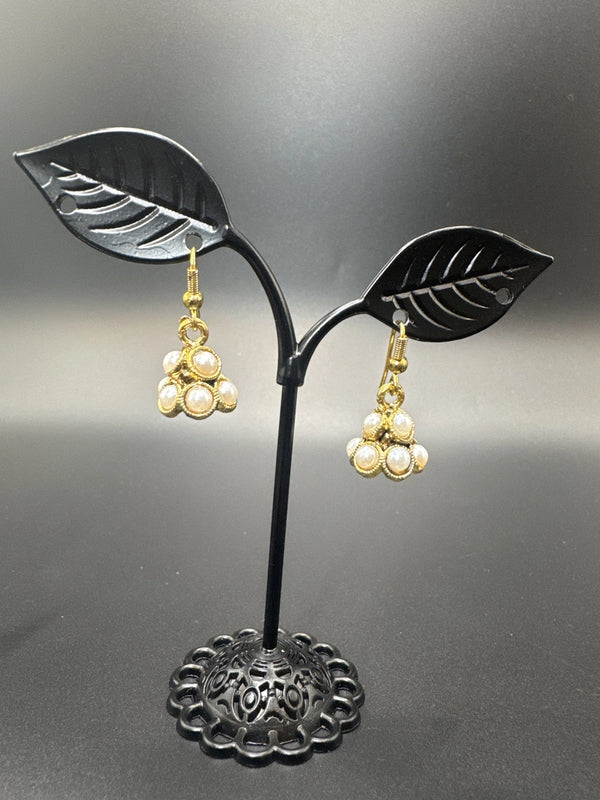 Gold-Tone Teardrop Pearl Jhumka Earrings – Traditional Indian Dangle Jewelry JCS Fashions Gold 1 inch
